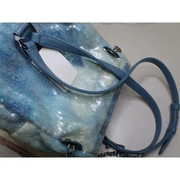 Chanel Sequin Mini Backpack Waterfall Blue Tri-color Bag Rare Light Limited Ed. - Picture 9 of 16